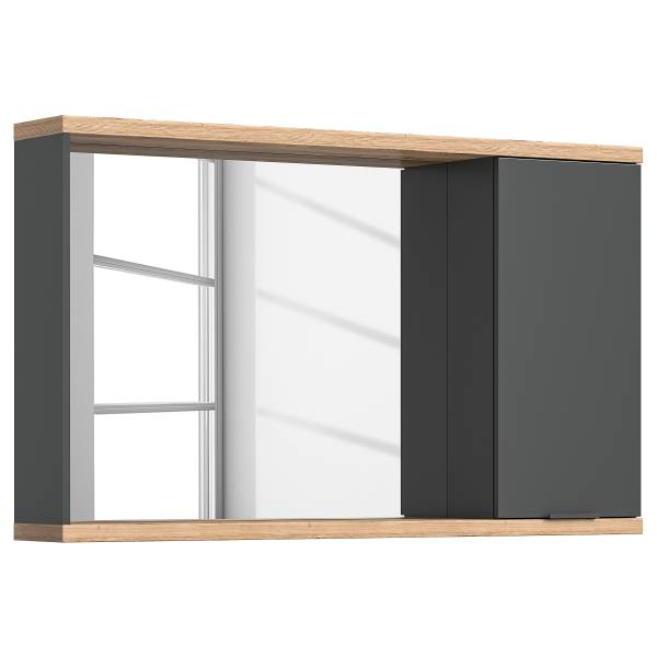 Armoire de toilette Nuaro Sans éclairage  - Anthracite / Imitation chêne Nox