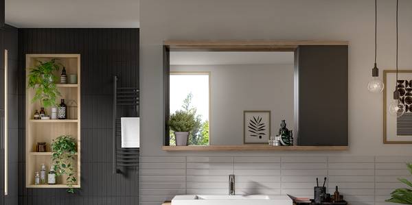 Armoire de toilette Nuaro Sans éclairage  - Anthracite / Imitation chêne Nox