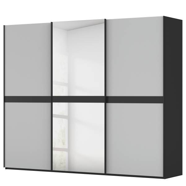 Schwebetürenschrank Scale Glas Matt Seidengrau / Schwarz - Breite: 271 cm - Mit Spiegeltür/-en