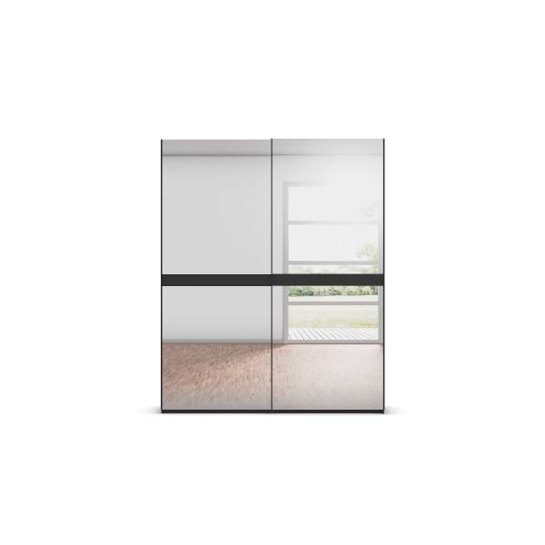 Schwebetürenschrank Scale Spiegelfront Schwarz - Breite: 181 cm