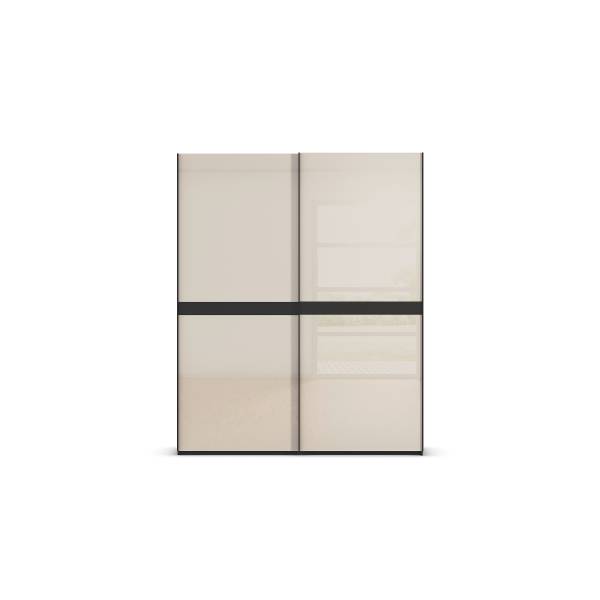Schwebetürenschrank Scale Glas Schwarz / Kaschmir - Breite: 181 cm - Ohne Spiegeltür/-en