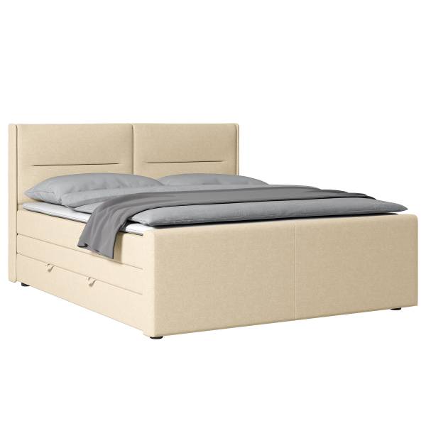Boxspringbett Biadera mit Bettkasten Webstoff Pria: Creme - 180 x 200cm - H2