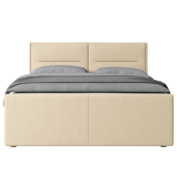 Boxspringbett Biadera mit Bettkasten Webstoff Pria: Creme - 180 x 200cm - H2