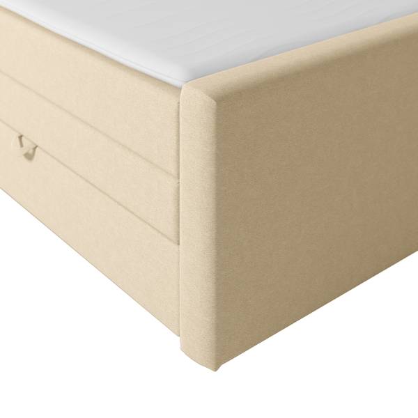 Boxspringbett Biadera mit Bettkasten Webstoff Pria: Creme - 180 x 200cm - H2