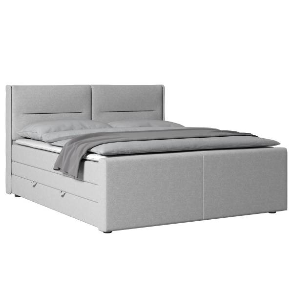 Boxspringbett Biadera mit Bettkasten Webstoff Pria: Taubengrau - 180 x 200cm - H4