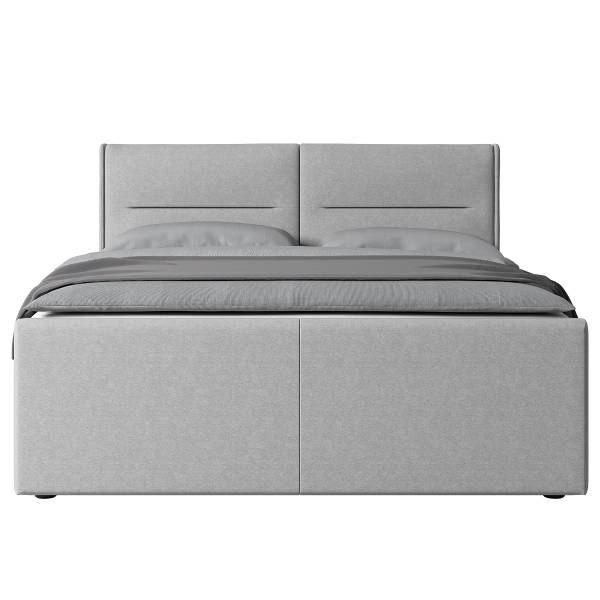 Boxspringbett Biadera mit Bettkasten Webstoff Pria: Taubengrau - 180 x 200cm - H4