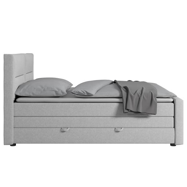 Boxspringbett Biadera mit Bettkasten Webstoff Pria: Taubengrau - 180 x 200cm - H4