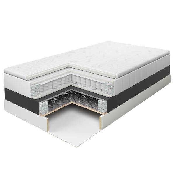 Boxspringbett Biadera mit Bettkasten Webstoff Pria: Taubengrau - 180 x 200cm - H4