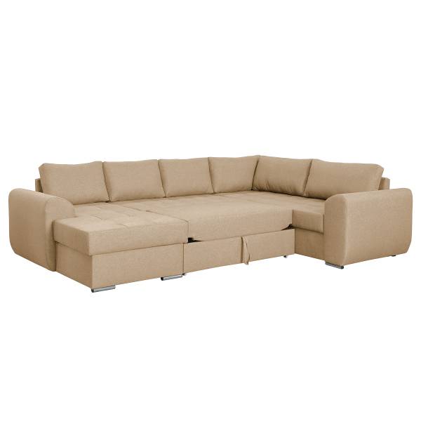 Zithoek Furel met slaapfunctie beige - ottomane vooraanzicht rechts