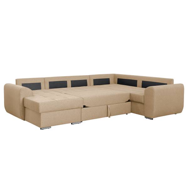 Zithoek Furel met slaapfunctie beige - ottomane vooraanzicht rechts