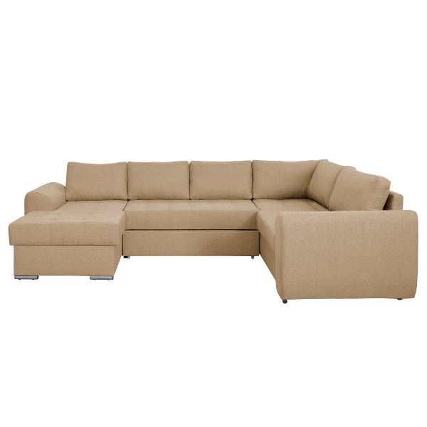 Zithoek Furel met slaapfunctie beige - ottomane vooraanzicht rechts