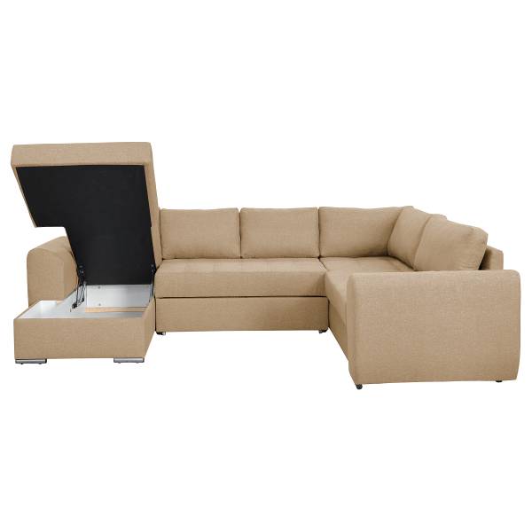 Zithoek Furel met slaapfunctie beige - ottomane vooraanzicht rechts