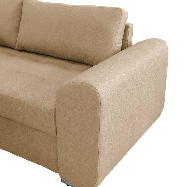 Zithoek Furel met slaapfunctie beige - ottomane vooraanzicht rechts