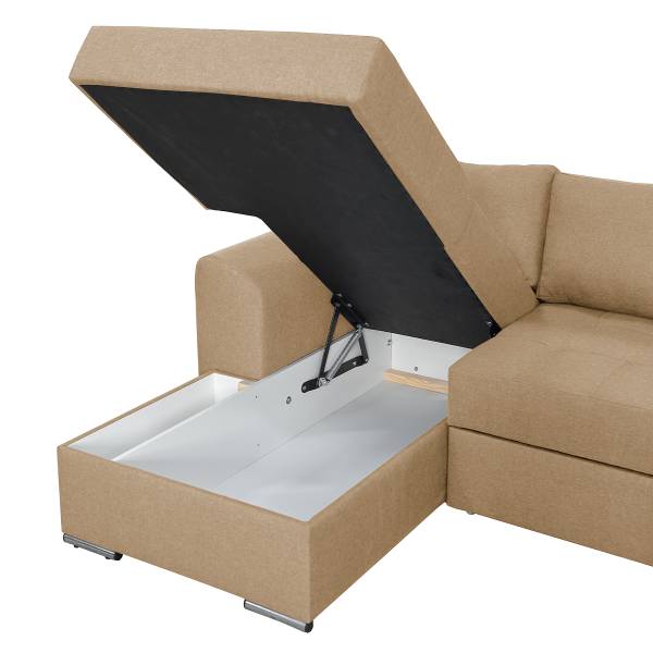 Zithoek Furel met slaapfunctie beige - ottomane vooraanzicht rechts