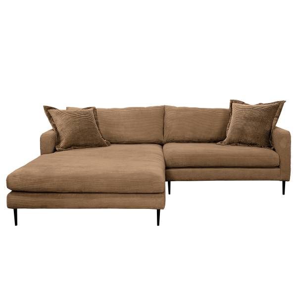 Ecksofa Mayfa mit Longchair Cordstoff Zuri: Toffee - Longchair davorstehend links