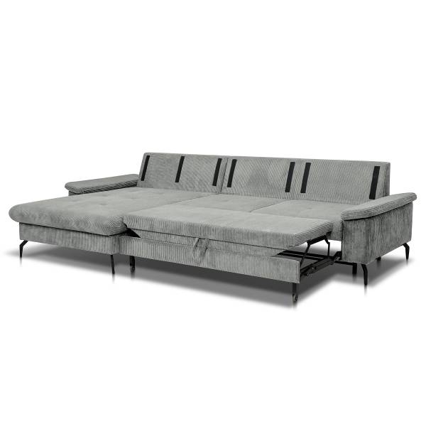 Canapé d’angle convertible Sirve Velours côtelé Zuri: Gris clair