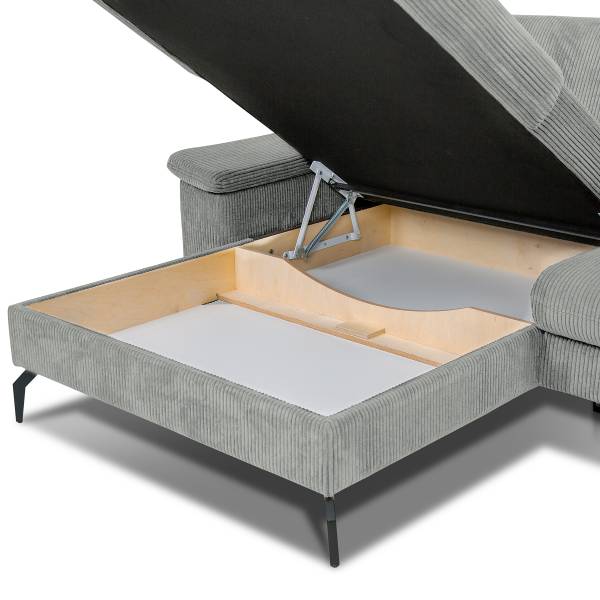 Canapé d’angle convertible Sirve Velours côtelé Zuri: Gris clair