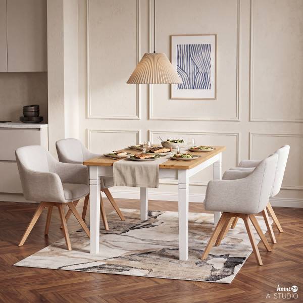 Drehbarer Armlehnenstuhl VESHI 2er-Set Beige