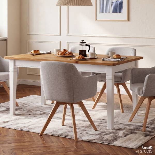 Drehbarer Armlehnenstuhl VESHI 2er-Set Beige