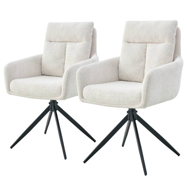 Drehbarer Armlehnenstuhl LOBBS 2er-Set Wollweiß