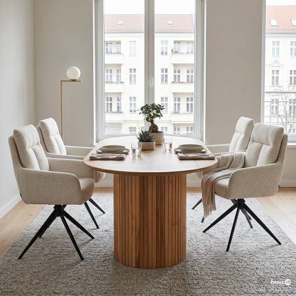 Drehbarer Armlehnenstuhl LOBBS 2er-Set Wollweiß