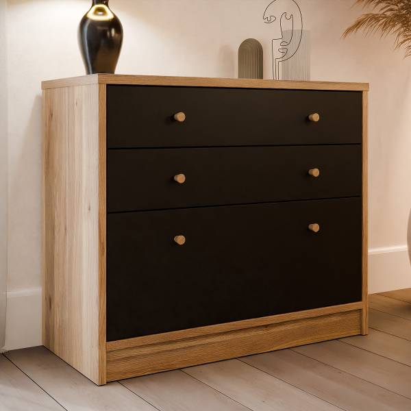 Comò Mapaca Nero / Effetto rovere