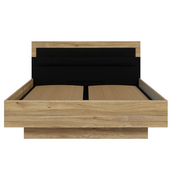 Bettgestell Mapaca Eiche Mauvella Dekor / Schwarz - 160 x 200cm