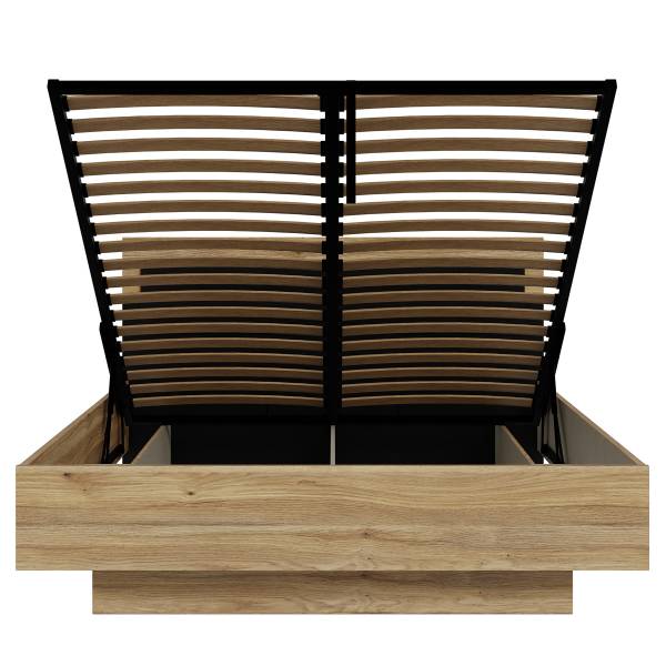 Bettgestell Mapaca Eiche Mauvella Dekor / Schwarz - 160 x 200cm