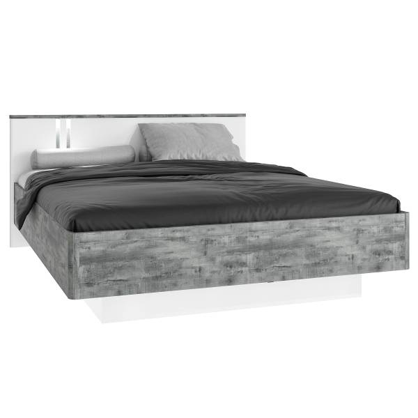 Tête de lit éclairée Licina Blanc brillant / Imitation béton