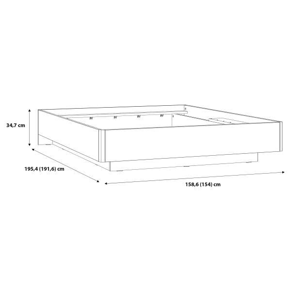 Beleuchtetes Futonbett Licina Weiß / Beton Dekor