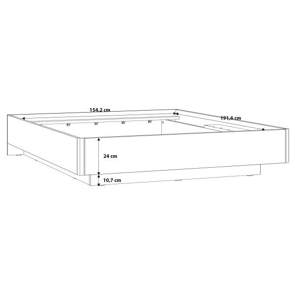 Beleuchtetes Futonbett Licina Weiß / Beton Dekor