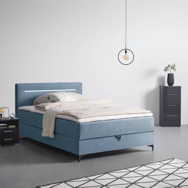 Boxspringbett Adinlow mit Bettkasten Flachgewebe Nea: Blau - 100 x 200cm
