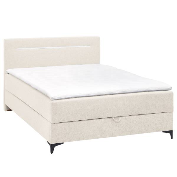 Boxspringbett Adinlow mit Bettkasten Flachgewebe Nea: Creme - 140 x 200cm