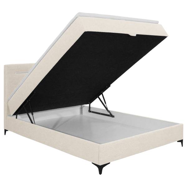 Boxspringbett Adinlow mit Bettkasten Flachgewebe Nea: Creme - 140 x 200cm