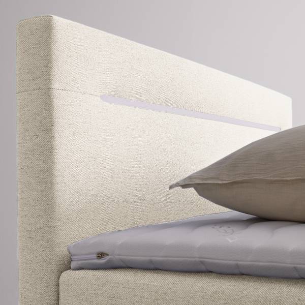 Boxspringbett Adinlow mit Bettkasten Flachgewebe Nea: Creme - 140 x 200cm