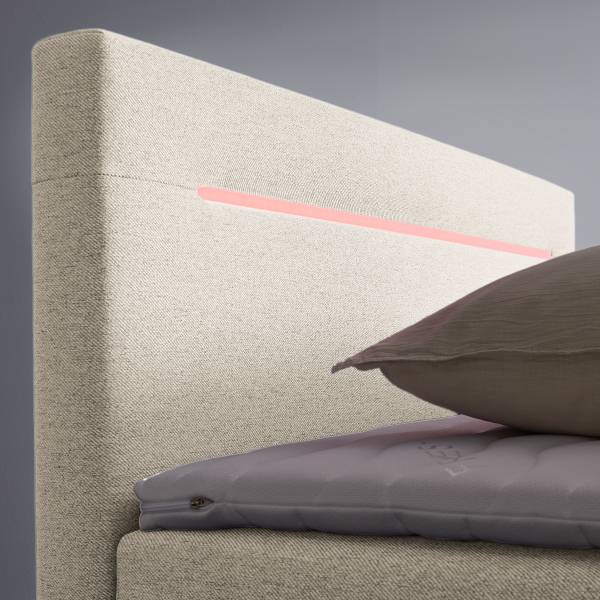 Boxspringbett Adinlow mit Bettkasten Flachgewebe Nea: Creme - 140 x 200cm