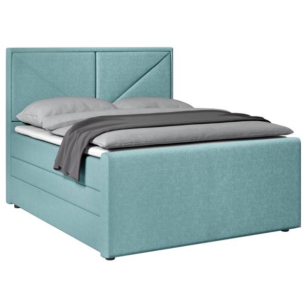 Boxspringbett Ledvina Webstoff Pria: Hellblau - 140 x 200cm - H2