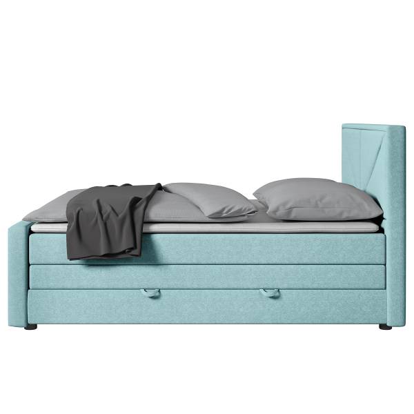 Boxspringbett Ledvina Webstoff Pria: Hellblau - 140 x 200cm - H2