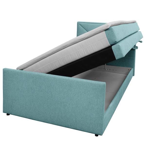 Boxspringbett Ledvina Webstoff Pria: Hellblau - 140 x 200cm - H2