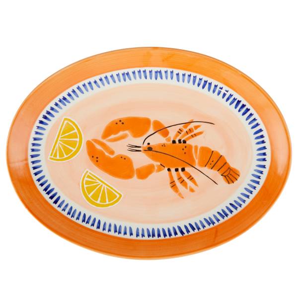 Servierplatte CORAL COAST Steinzeug - Orange/Blau