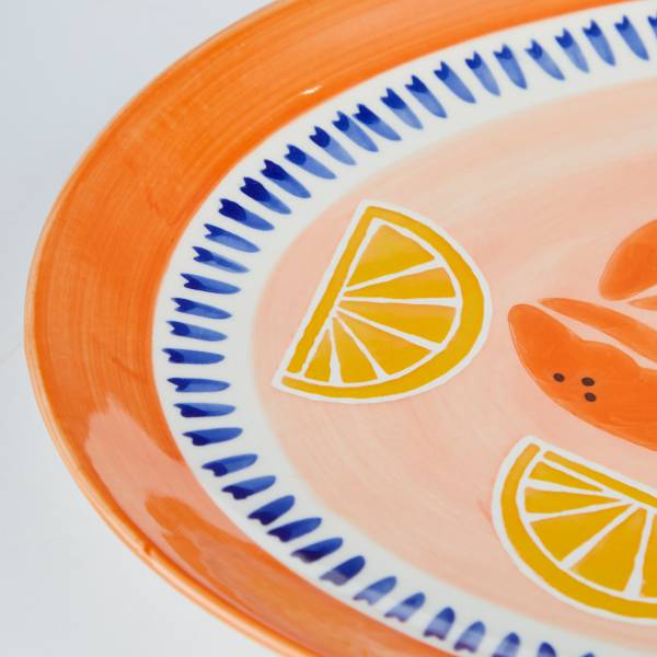 Servierplatte CORAL COAST Steinzeug - Orange/Blau