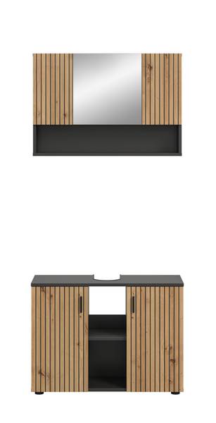 Set 2 mobili da bagno Mone A Effetto rovere Artisan / Grigio basalto