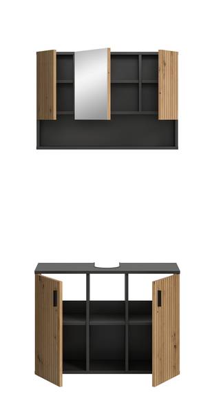 Set 2 mobili da bagno Mone A Effetto rovere Artisan / Grigio basalto
