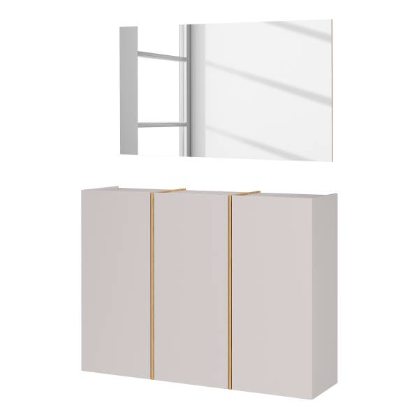 Halmeubelset Libbiano Plus 2-dlg. hoekig kasjmierkleurig/Navarra eikenhouten look - Diepte: 38 cm