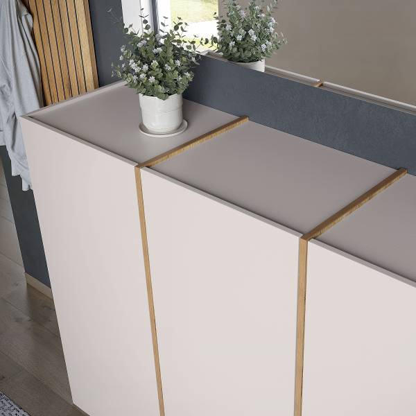 Halmeubelset Libbiano Plus 2-dlg. hoekig kasjmierkleurig/Navarra eikenhouten look - Diepte: 38 cm