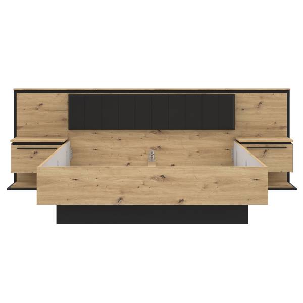 Struttura letto Wullum Effetto rovere Artisan / Nero