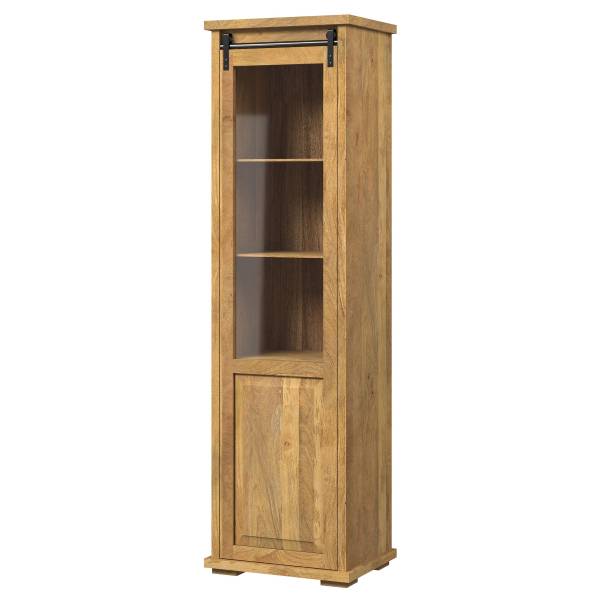 Standvitrine Nysum Braun - Mango - Sicherheitsglas - 57 x 201 x 45 cm
