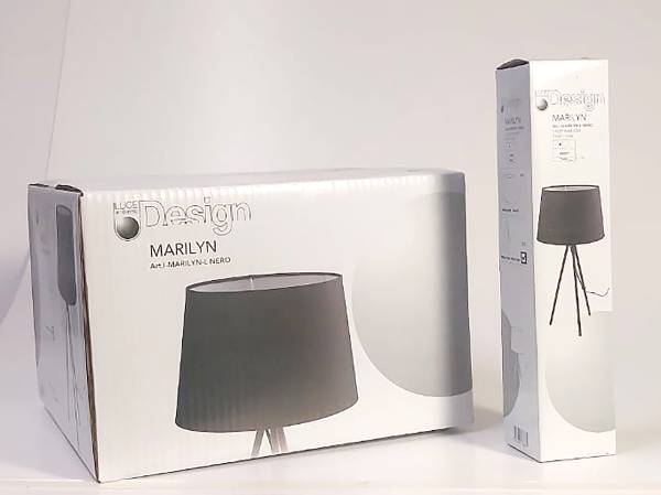Tischleuchte Marilyn Baumwollstoff / Aluminium - 1-flammig - Schwarz