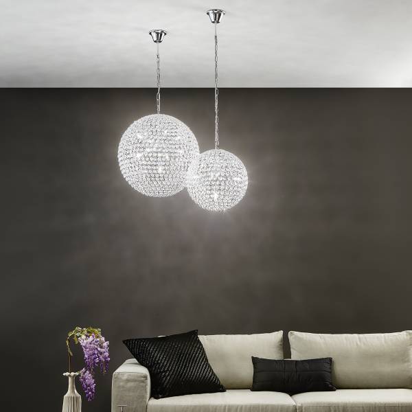 Pendelleuchte Planet Typ B Kristallglas / Aluminium - 9-flammig