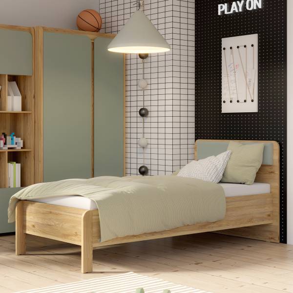 Letto singolo Zarmi Salvia / Effetto rovere